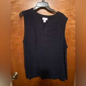 Plus Size Navy Linen Top